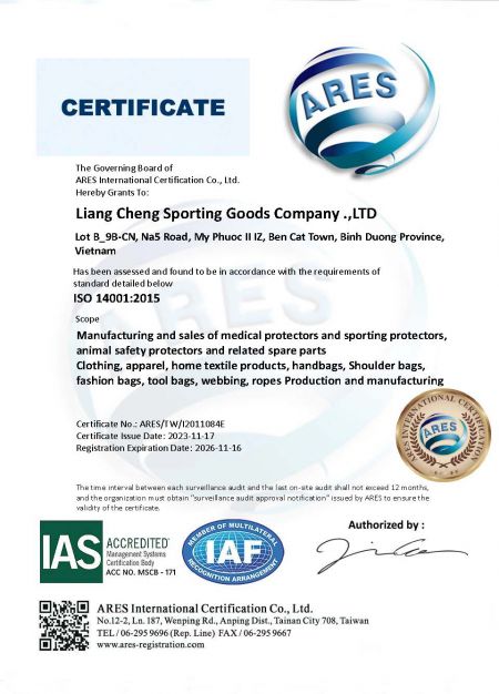 Fabbrica in Vietnam - Certificato IAS 14001.